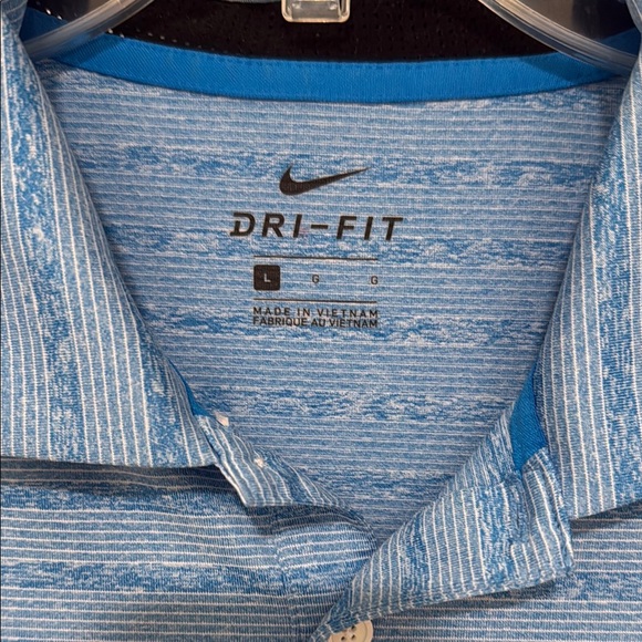 Nike Men's Blue Striped Dri-fit Golf Shirt - Picture 2 of 5